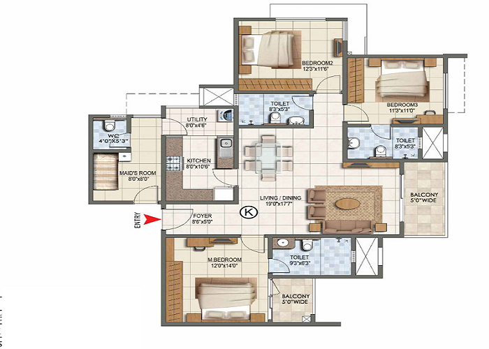 Featured Image of Sattva Trinity 3 BHK Floor Plan